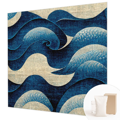 Mural de pared con estampado hermoso con un diseño de olas azules