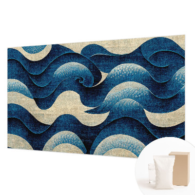 Mural de pared con estampado hermoso con un diseño de olas azules