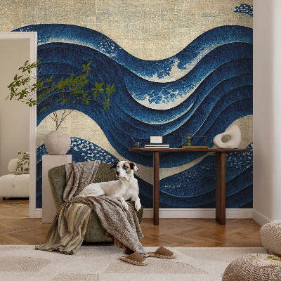 Papel mural texturado decorativo con motivos de formas oceánicas