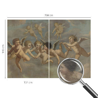 Fotomural decorativo para cabecero de cama con figuras angelicales
