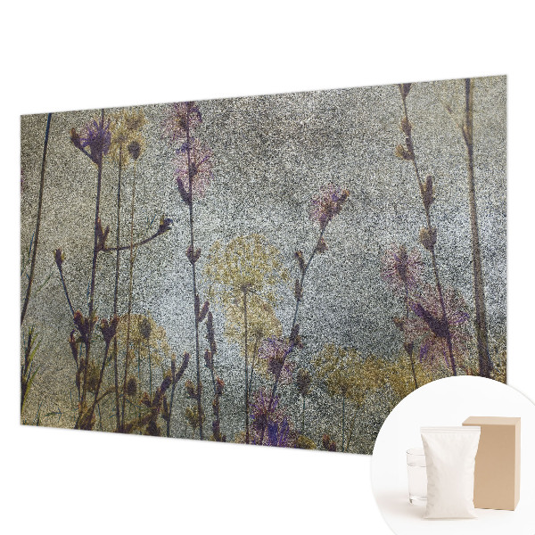 Papel mural texturado decorativo con estampado de flores silvestres