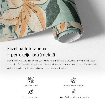 Papel mural texturado decorativo con estampado de flores silvestres