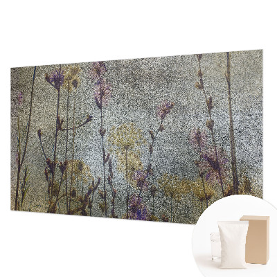 Papel mural texturado decorativo con estampado de flores silvestres
