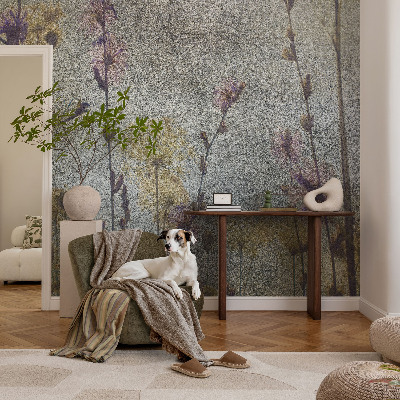 Papel mural texturado decorativo con estampado de flores silvestres