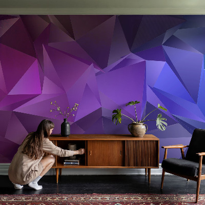 Mural de pared con estampado hermoso con un motivo de triángulos morados