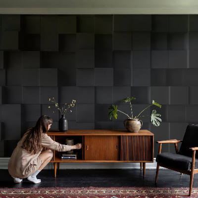 Papel mural con patrón decorativo con diseño de cubos tridimensionales