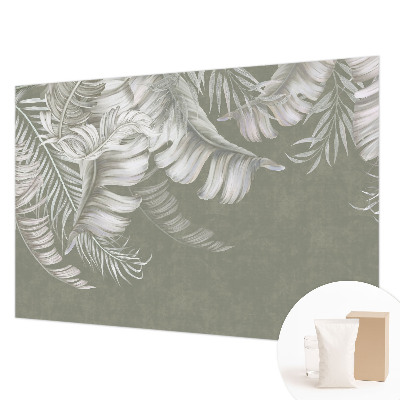 Fotomural decorativo para cabecero de cama con hojas delicadas como motivo