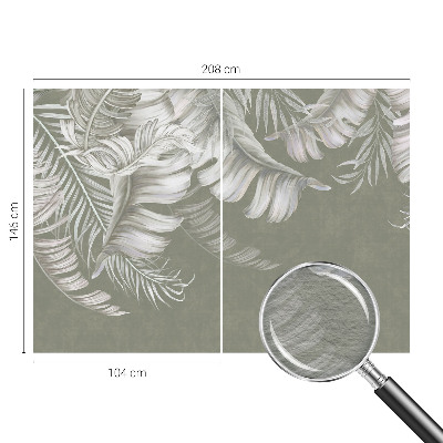 Fotomural decorativo para cabecero de cama con hojas delicadas como motivo