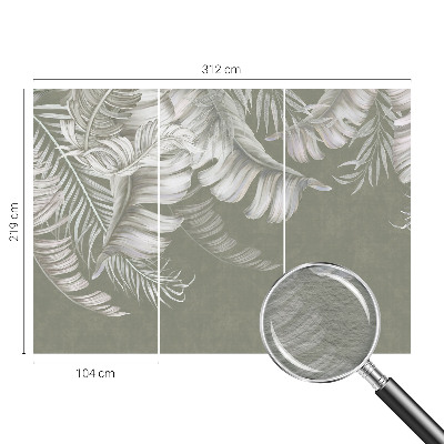 Fotomural decorativo para cabecero de cama con hojas delicadas como motivo