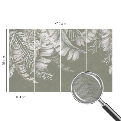 Fotomural decorativo para cabecero de cama con hojas delicadas como motivo