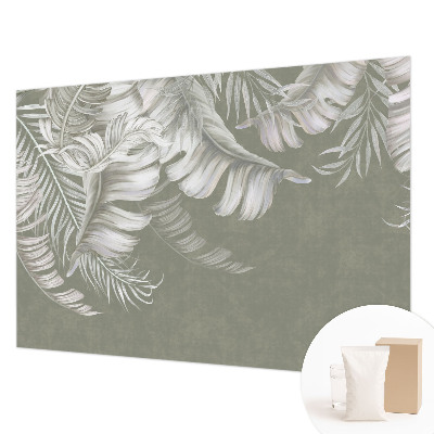 Fotomural decorativo para cabecero de cama con hojas delicadas como motivo