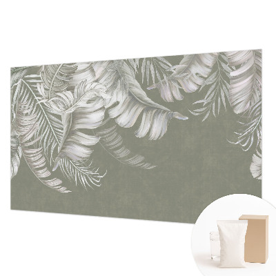 Fotomural decorativo para cabecero de cama con hojas delicadas como motivo