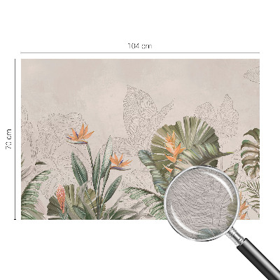 Papel mural texturado decorativo con estampado de flores tropicales