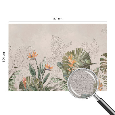 Papel mural texturado decorativo con estampado de flores tropicales