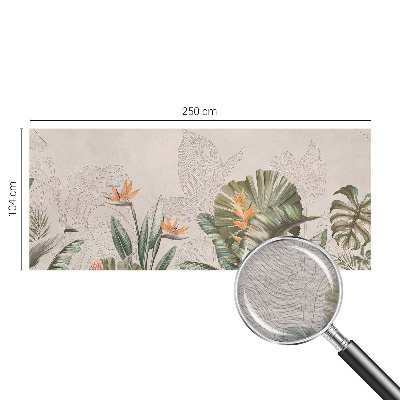 Papel mural texturado decorativo con estampado de flores tropicales