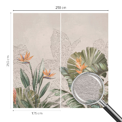 Papel mural texturado decorativo con estampado de flores tropicales