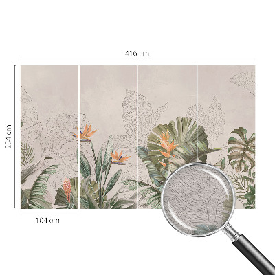 Papel mural texturado decorativo con estampado de flores tropicales