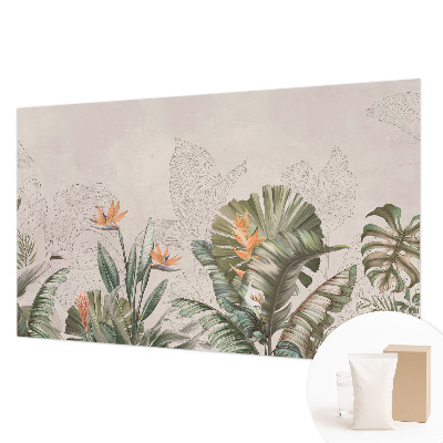 Papel mural texturado decorativo con estampado de flores tropicales