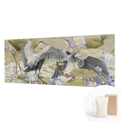 Mural decorativo con motivo de pájaros y lirios
