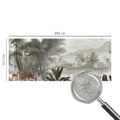 Fotomural decorativo para cabecero de cama con diseño de oasis tropical