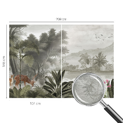 Fotomural decorativo para cabecero de cama con diseño de oasis tropical