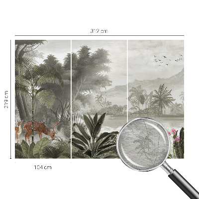 Fotomural decorativo para cabecero de cama con diseño de oasis tropical