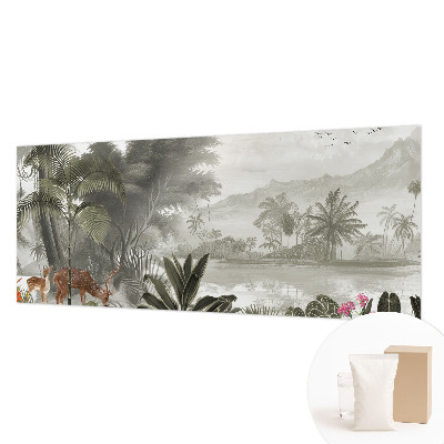 Fotomural decorativo para cabecero de cama con diseño de oasis tropical