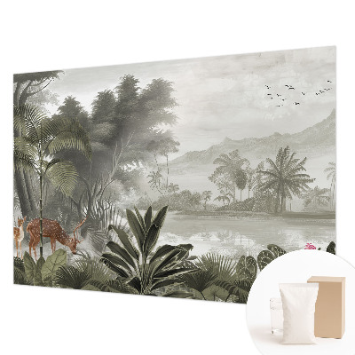 Fotomural decorativo para cabecero de cama con diseño de oasis tropical
