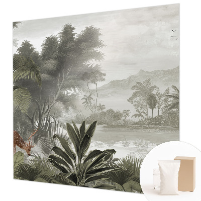 Fotomural decorativo para cabecero de cama con diseño de oasis tropical