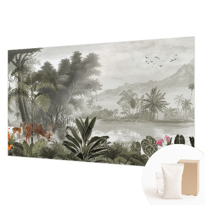 Fotomural decorativo para cabecero de cama con diseño de oasis tropical