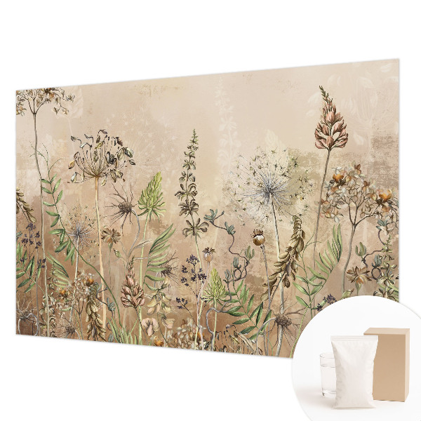 Papel mural con patrón decorativo con diseño de flores rústicas