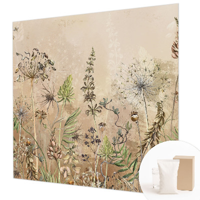 Papel mural con patrón decorativo con diseño de flores rústicas