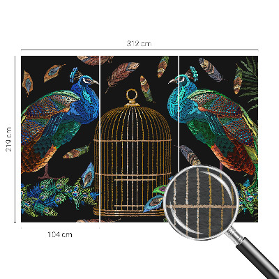 Papel mural con patrón decorativo con imagen de pavo real