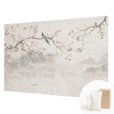 Papel mural con patrón decorativo con un paisaje oriental