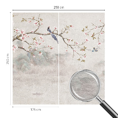 Papel mural con patrón decorativo con un paisaje oriental