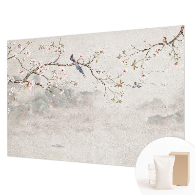 Papel mural con patrón decorativo con un paisaje oriental