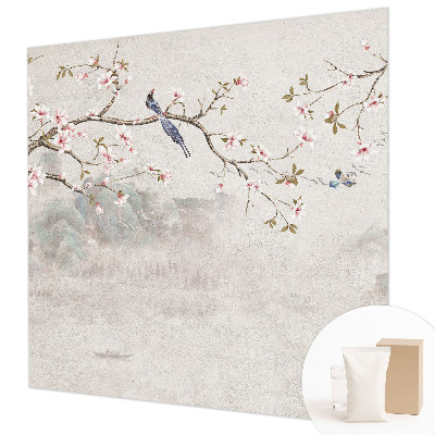 Papel mural con patrón decorativo con un paisaje oriental