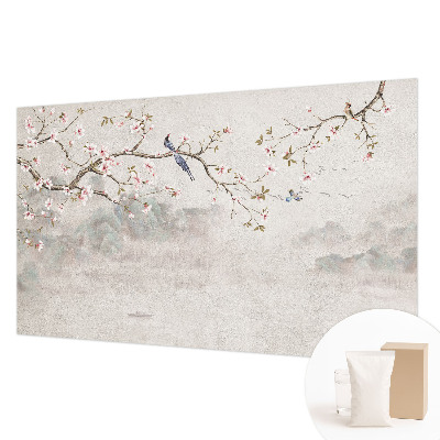 Papel mural con patrón decorativo con un paisaje oriental
