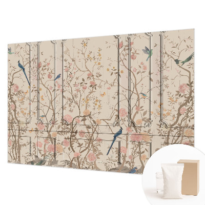 Mural de pared con estampado hermoso con motivos de pájaros y flores