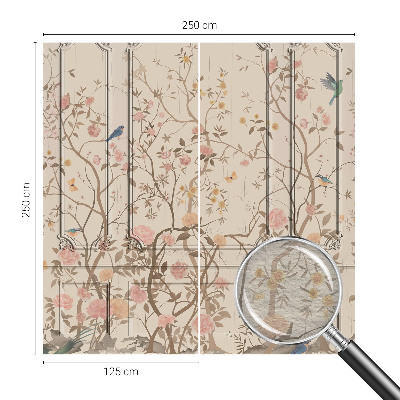 Mural de pared con estampado hermoso con motivos de pájaros y flores