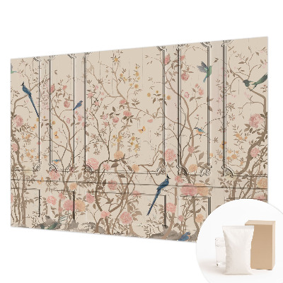 Mural de pared con estampado hermoso con motivos de pájaros y flores