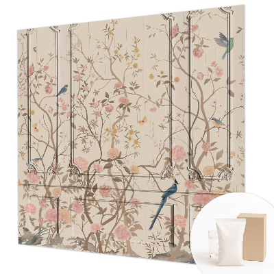 Mural de pared con estampado hermoso con motivos de pájaros y flores