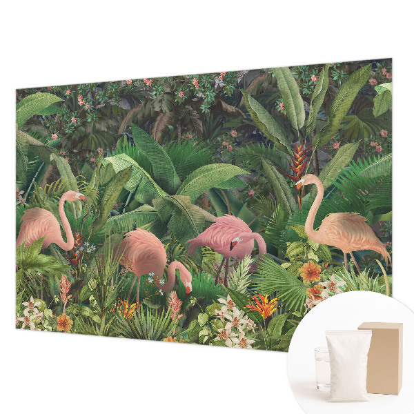 Papel mural texturado decorativo con diseño de flamencos rosas
