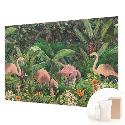 Papel mural texturado decorativo con diseño de flamencos rosas