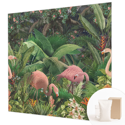 Papel mural texturado decorativo con diseño de flamencos rosas