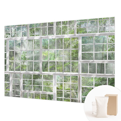 Papel mural texturado decorativo con motivo de bosque en tonos verdes
