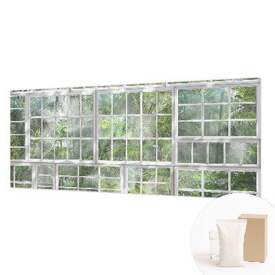 Papel mural texturado decorativo con motivo de bosque en tonos verdes