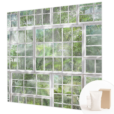 Papel mural texturado decorativo con motivo de bosque en tonos verdes