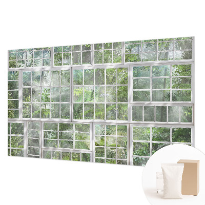 Papel mural texturado decorativo con motivo de bosque en tonos verdes