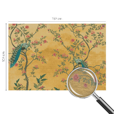 Fotomural decorativo para cabecero de cama con diseño de árboles y pavos reales